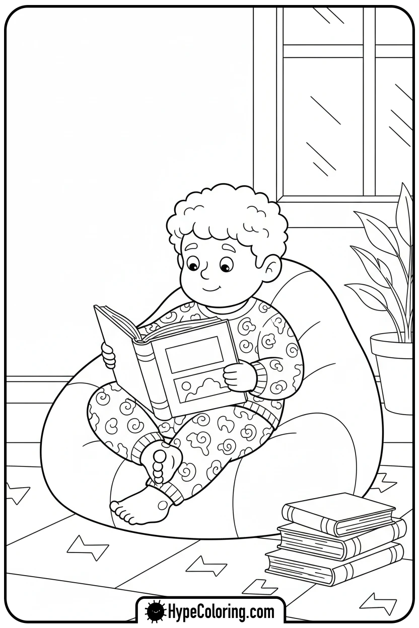 saja-boy-reading-book - saja boys coloring pages