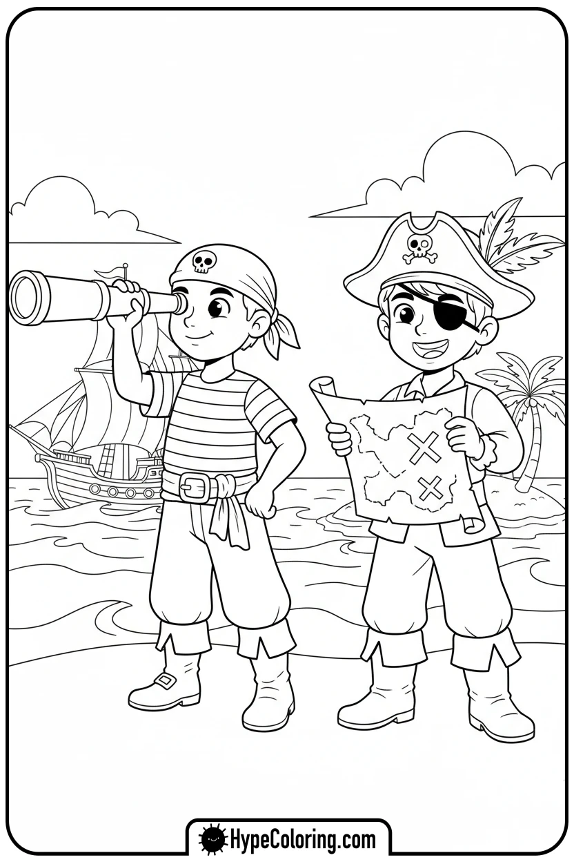saja-boys-pirate-treasure - saja boys coloring pages