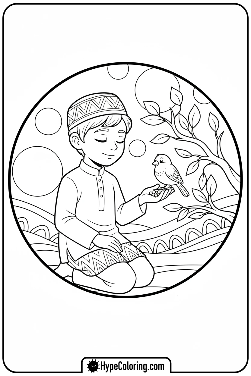 saja-boy-feeding-birds - saja boys coloring pages