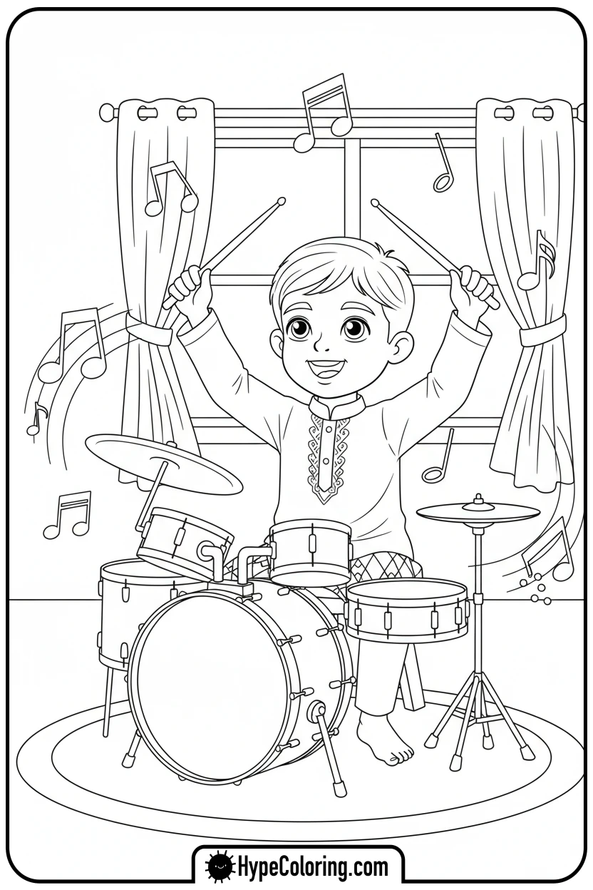 saja-boy-playing-drums - saja boys coloring pages