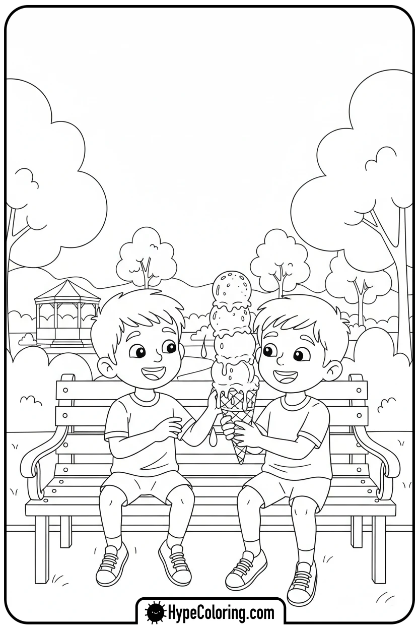 saja-boys-sharing-ice-cream - saja boys coloring pages