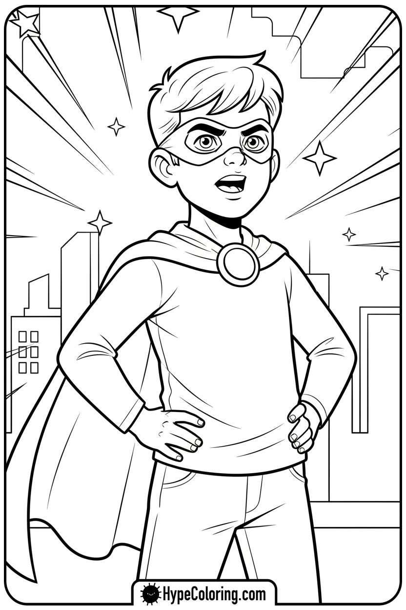 saja-boy-superhero-pose - saja boys coloring pages