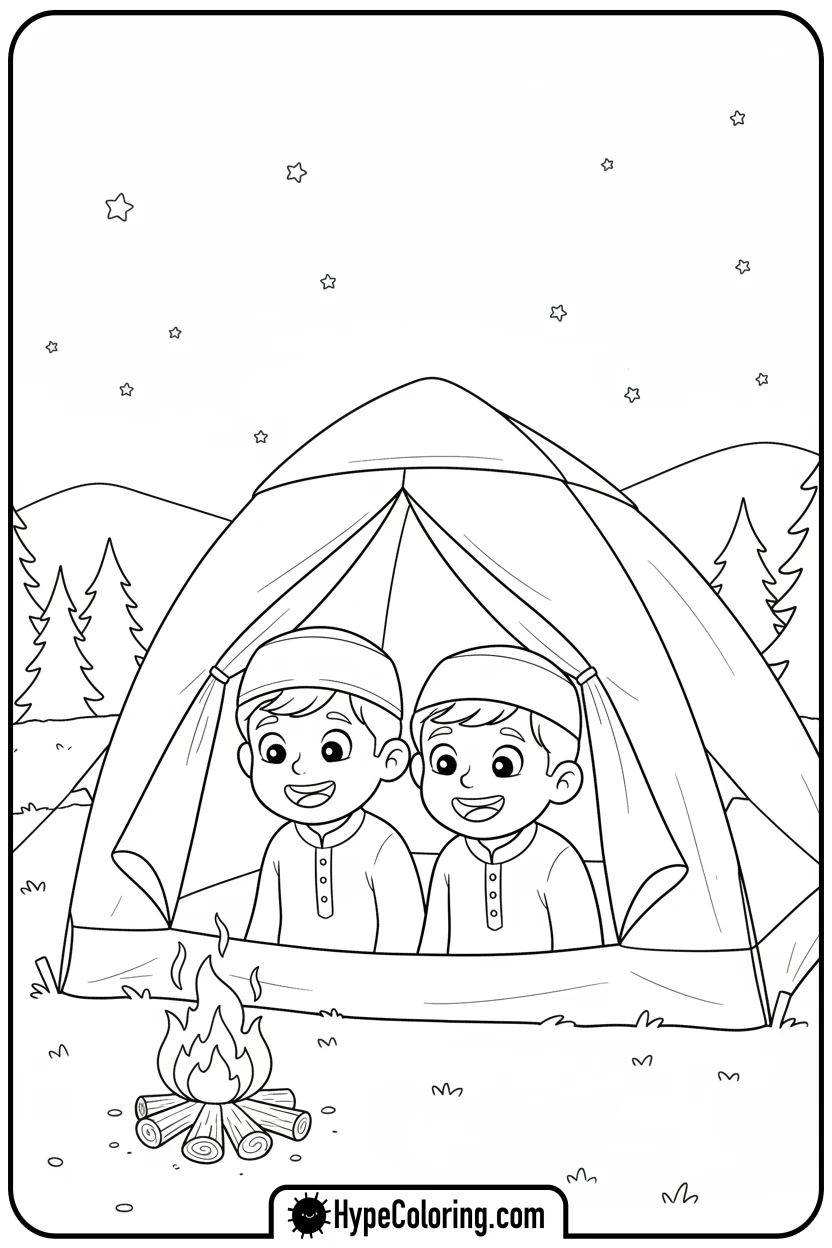 saja-boys-camping-tent - saja boys coloring pages