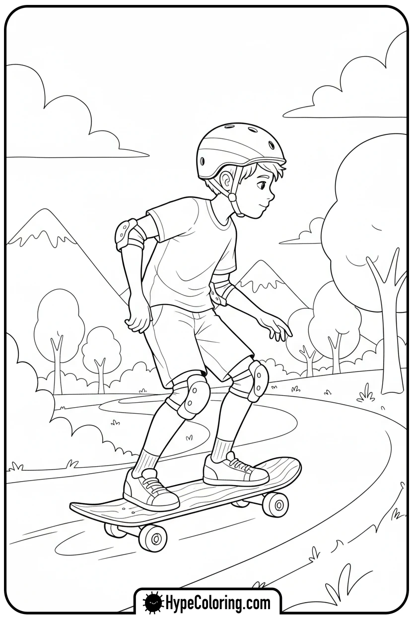 saja-boy-skateboarding - saja boys coloring pages