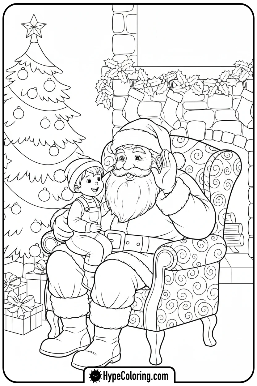 santa-with-child-on-lap - santa claus coloring pages