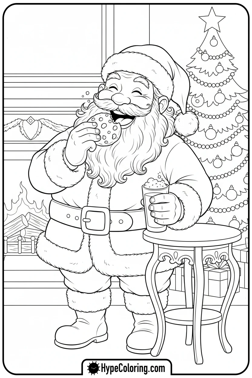 santa-eating-cookies-and-milk - santa claus coloring pages