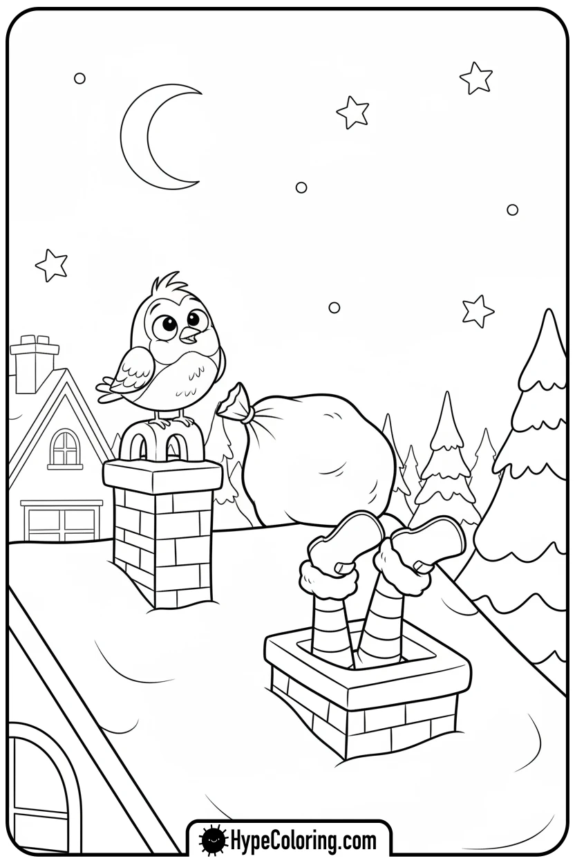 santa-stuck-in-chimney - santa claus coloring pages