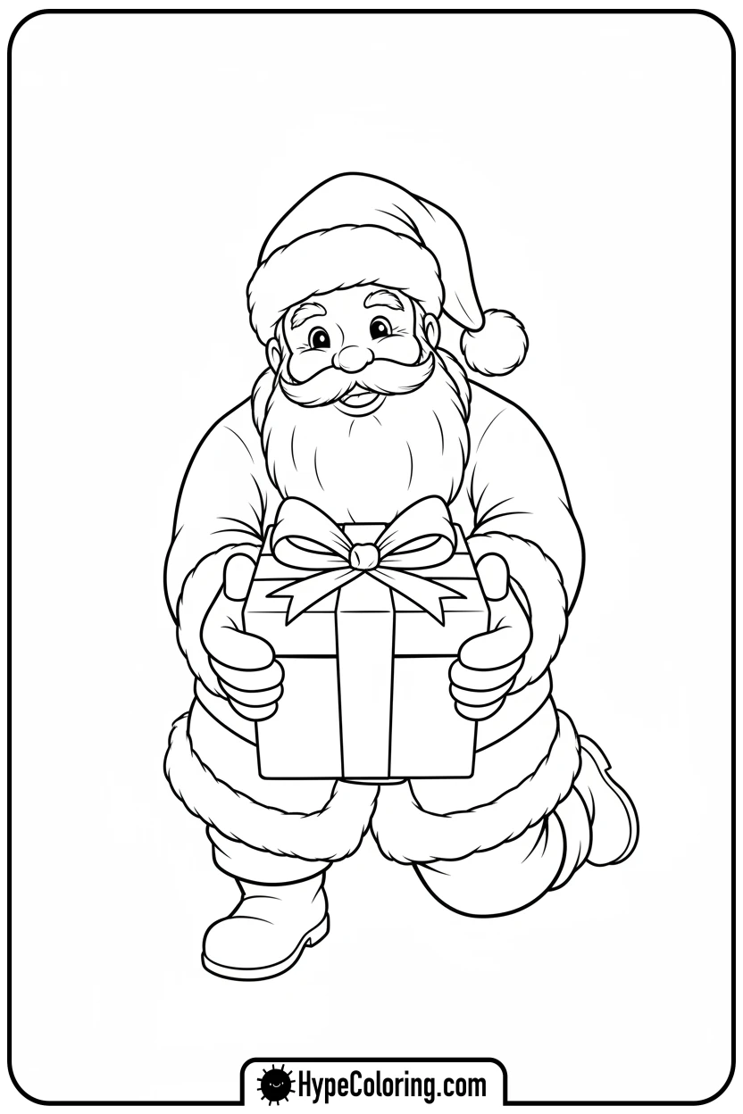 santa-giving-a-gift - santa claus coloring pages
