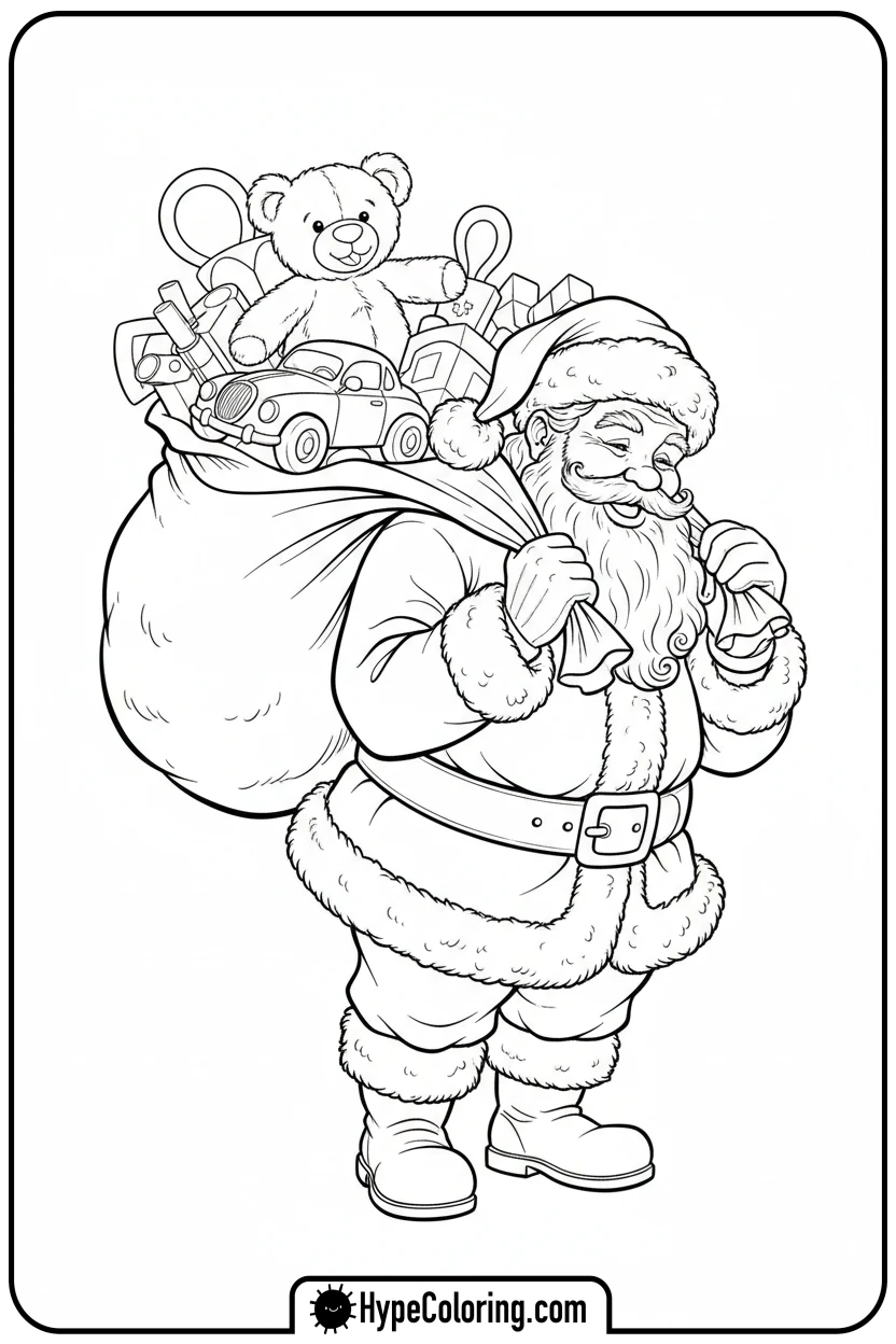 santa-with-large-toy-sack - santa claus coloring pages