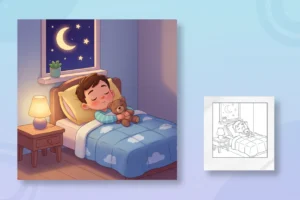 jj-sleeping-peacefully-in-his - cocomelon coloring pages