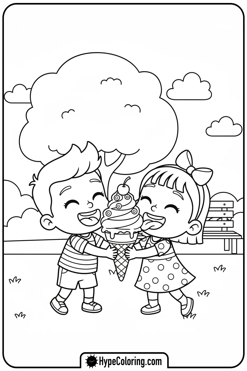jj-sharing-ice-cream-with-yoyo - cocomelon coloring pages