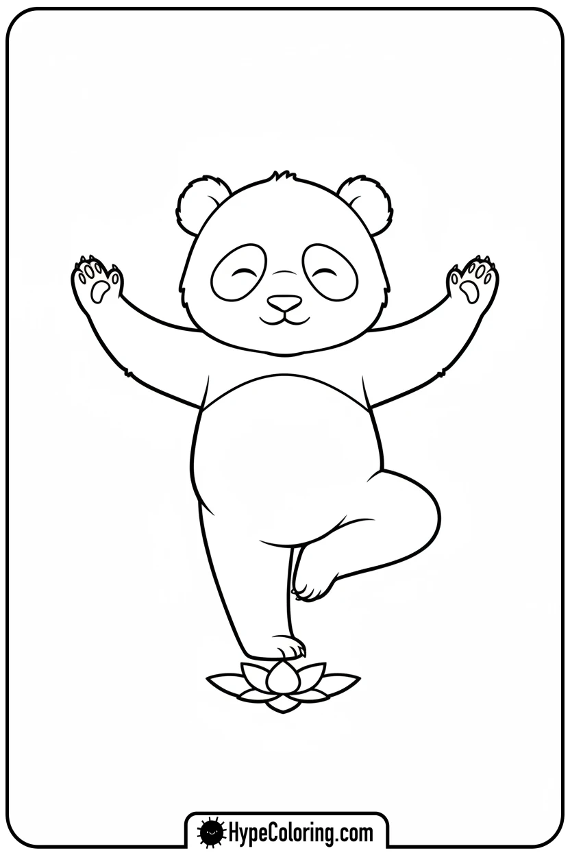 Click to download PDF panda-doing-yoga-pose - coloring page of a panda bear