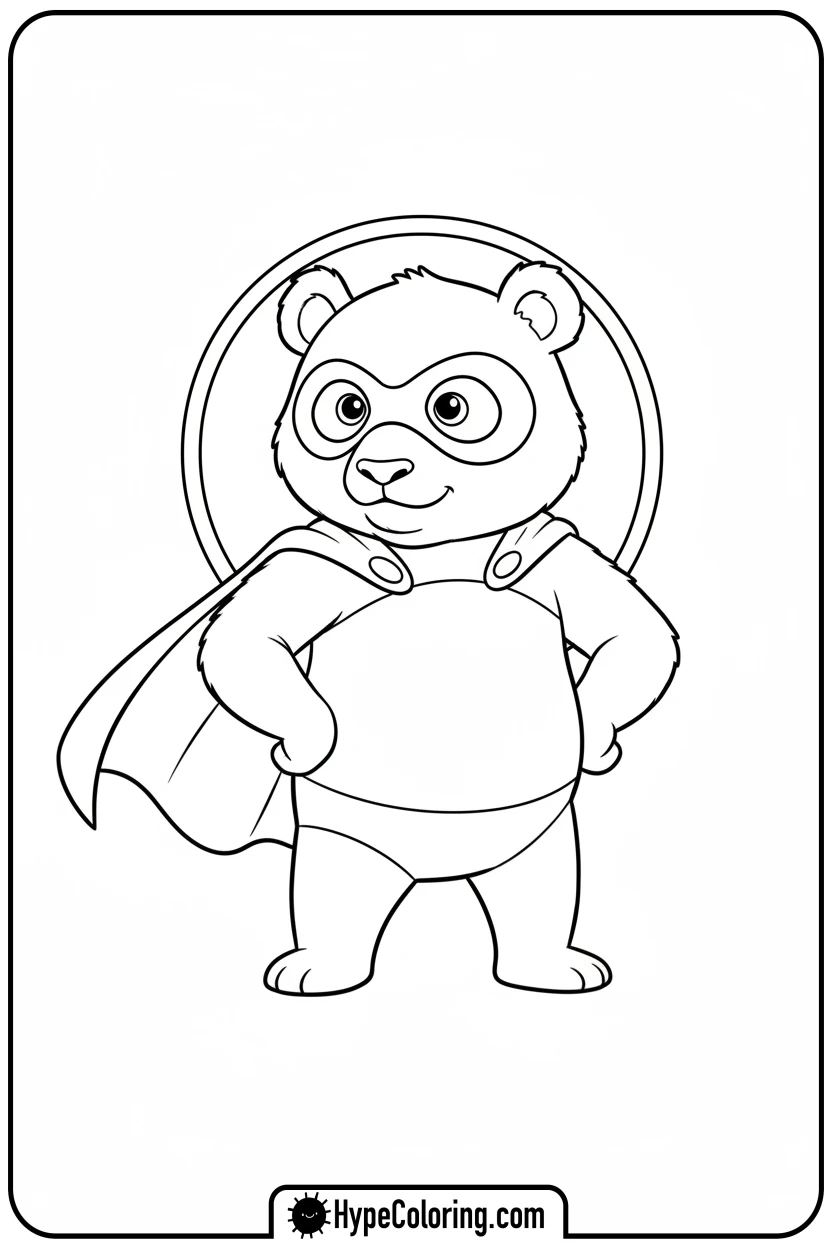 Click to download PDF superhero-panda - coloring page of a panda bear