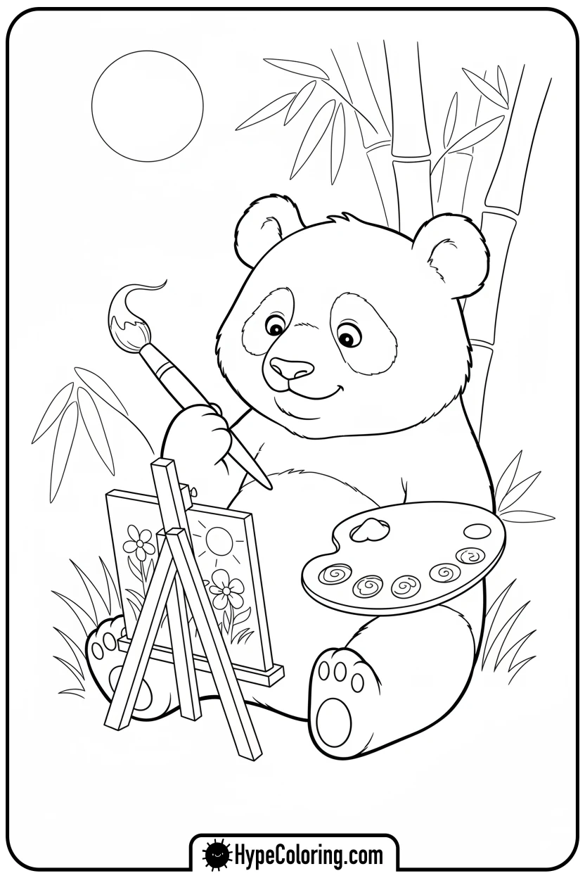 Click to download PDF panda-painting - coloring page of a panda bear