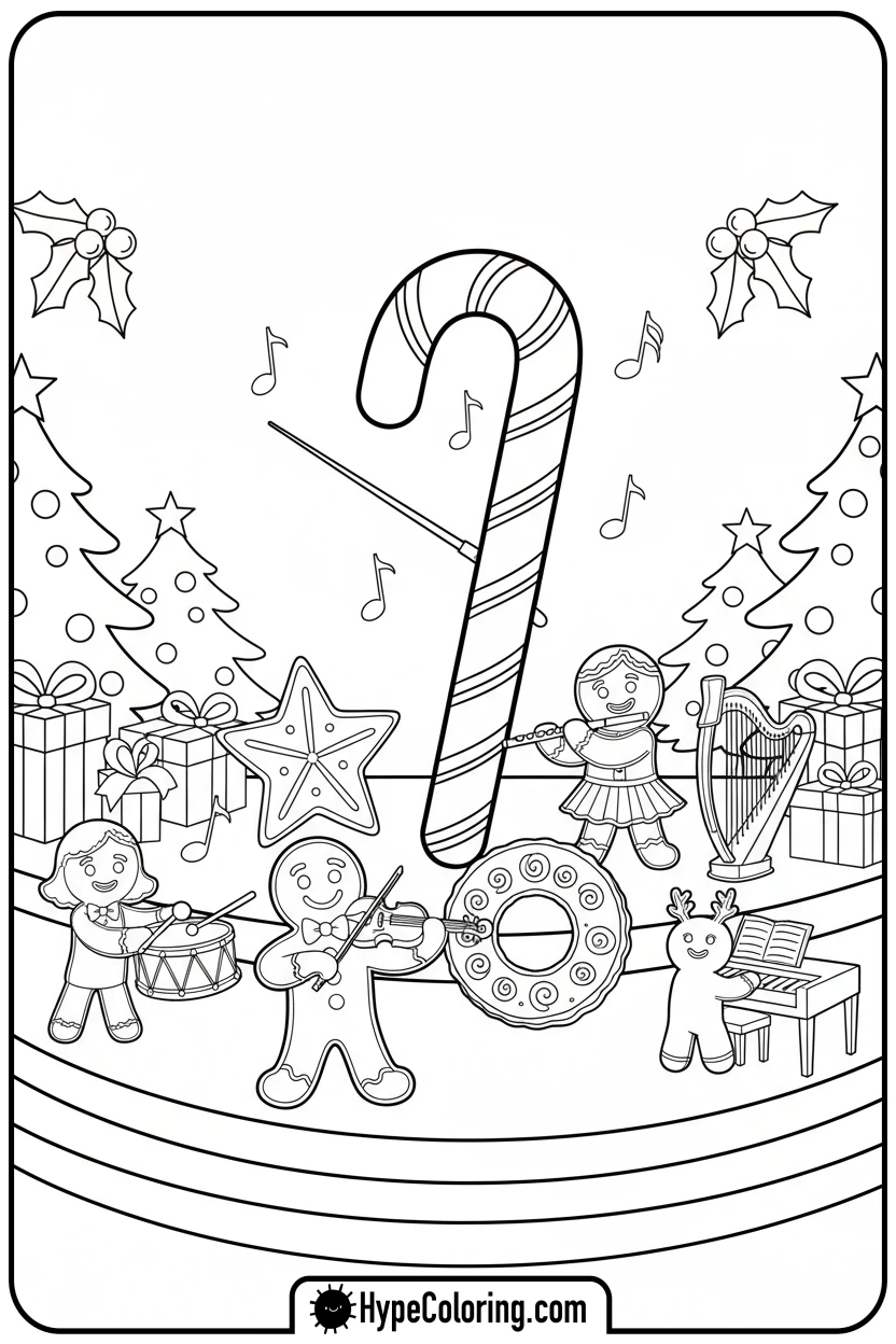 candy-cane-conducting-cookie-orchestra - candy cane coloring pages