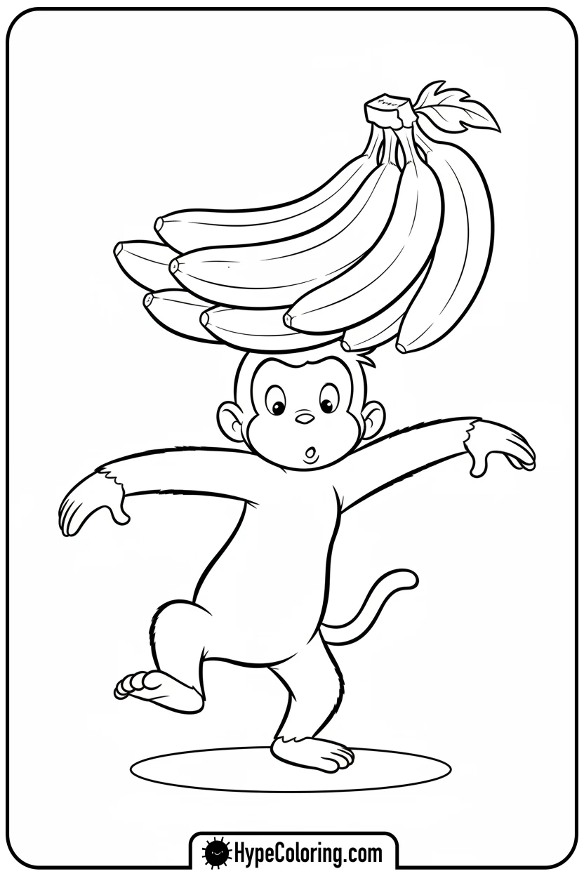 george-balancing-bananas - curious george coloring pages