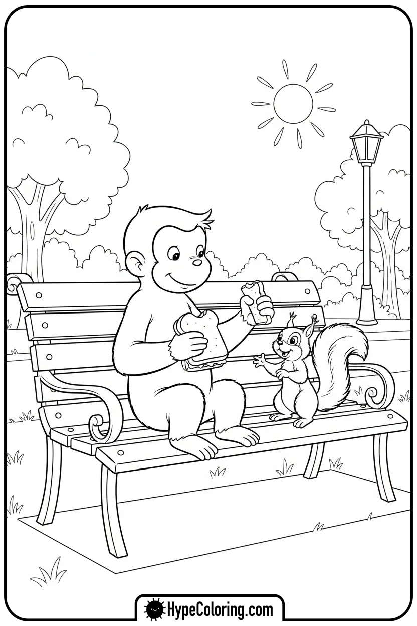 george-sharing-sandwich - curious george coloring pages