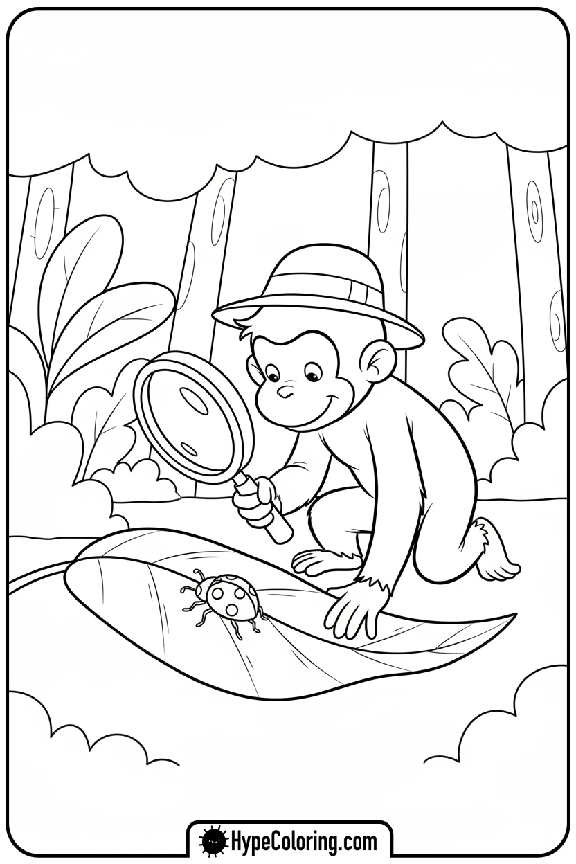 george-with-magnifying-glass - curious george coloring pages