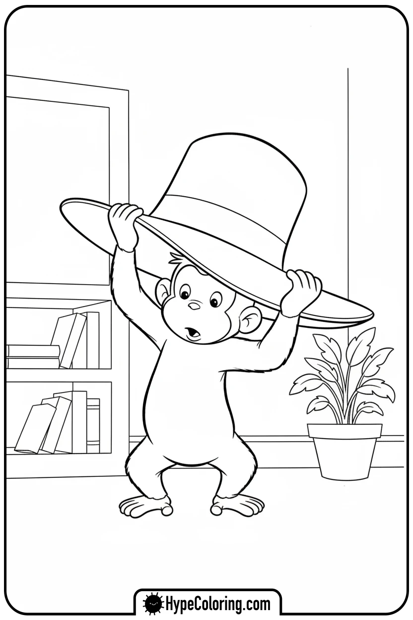 george-wearing-big-yellow-hat - curious george coloring pages