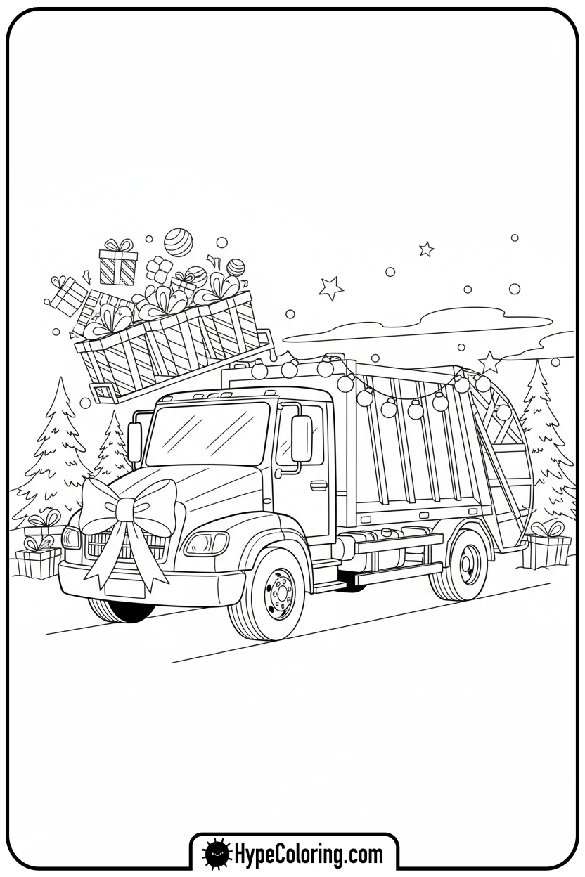 christmas-garbage-truck - garbage truck coloring page