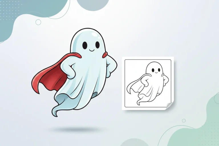 ghost-wearing-a-tiny-superhero - ghost coloring pages
