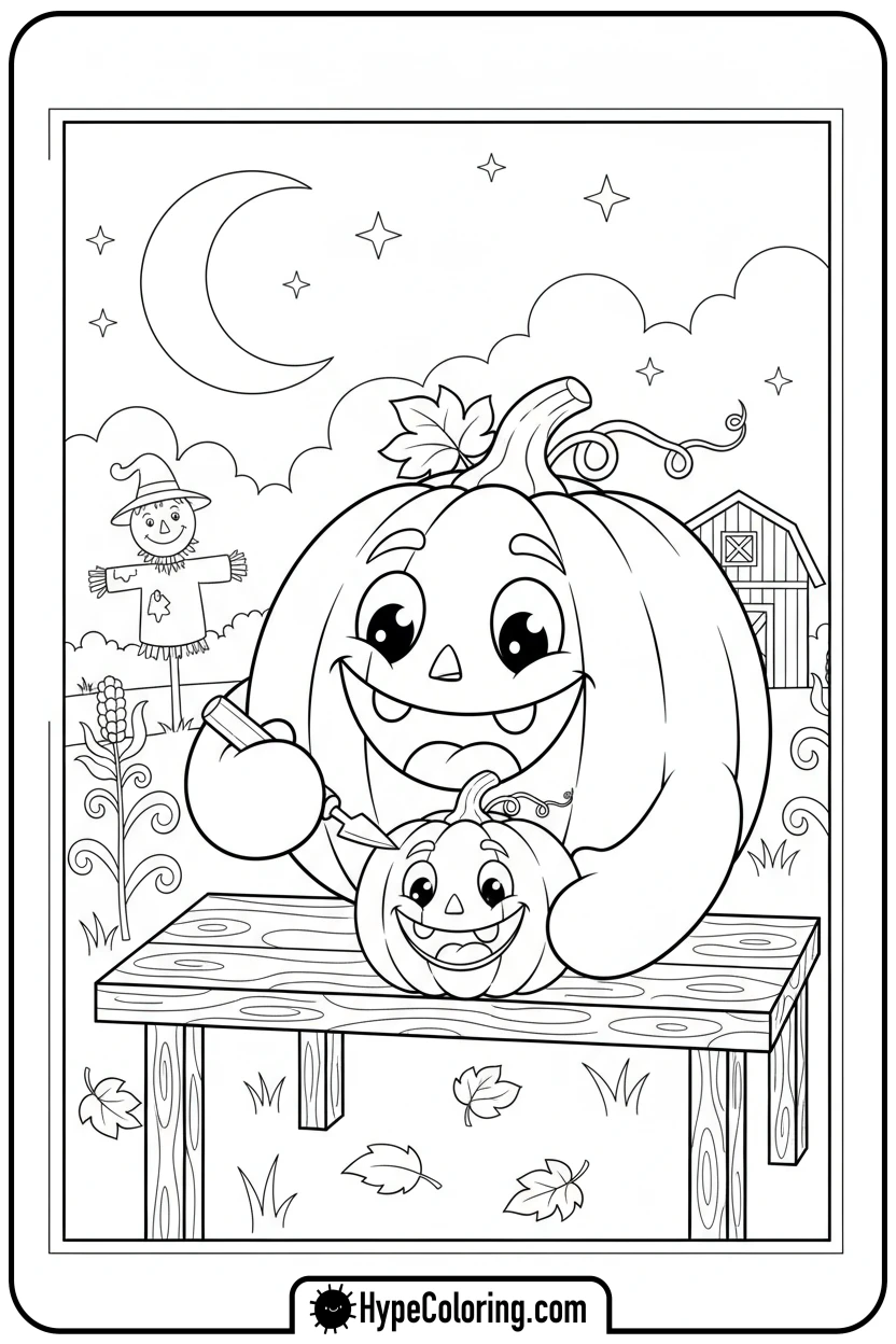 Click to download PDF pumpkin-carving-another-pumpkin - october coloring pages