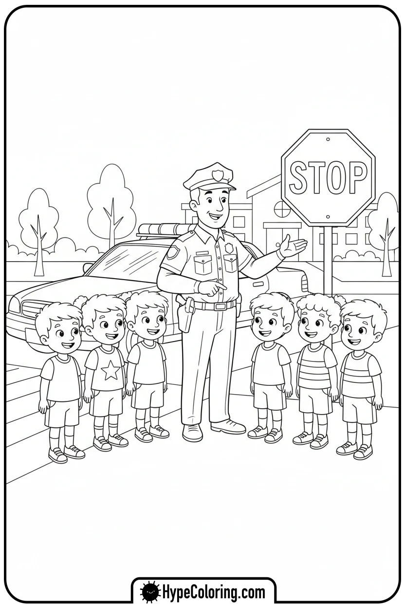police-car-traffic-lesson - police car coloring page