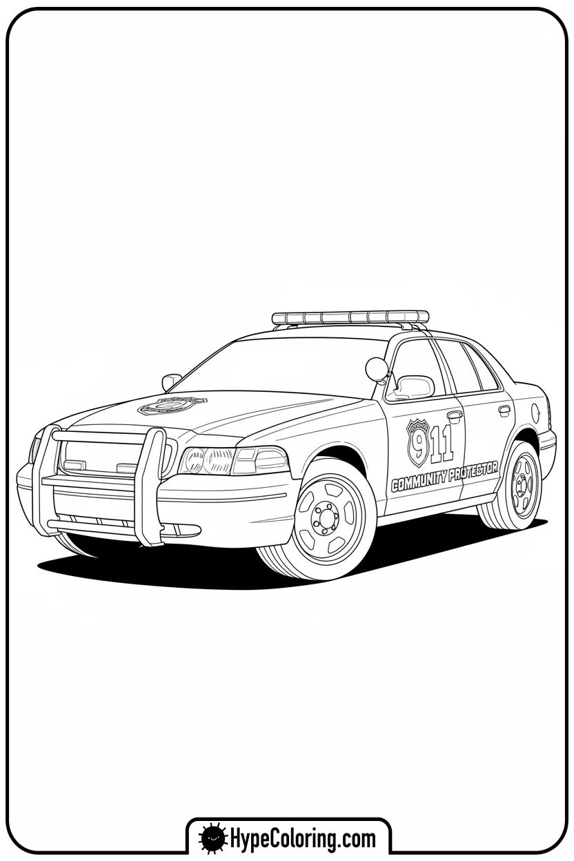 police-car-as-a-hero-vehicle - police car coloring page