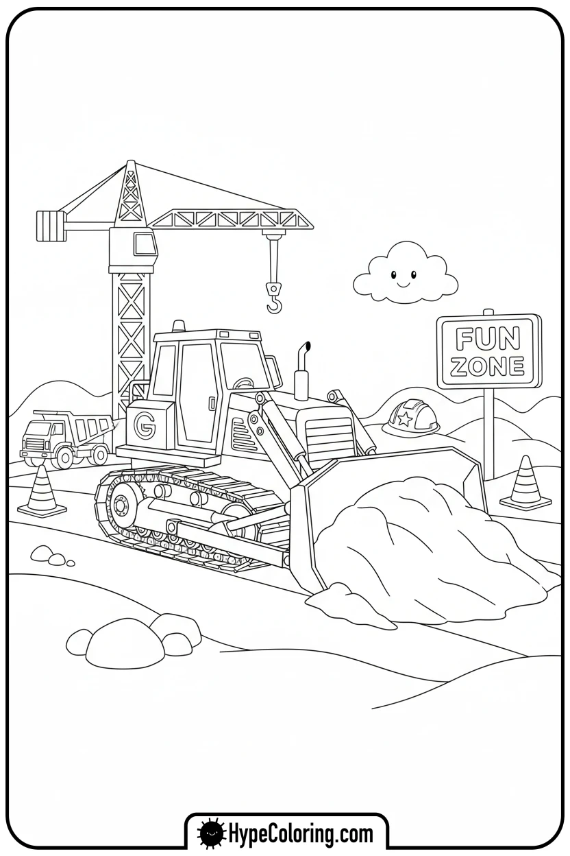 bulldozer-pushing-sand - construction coloring pages
