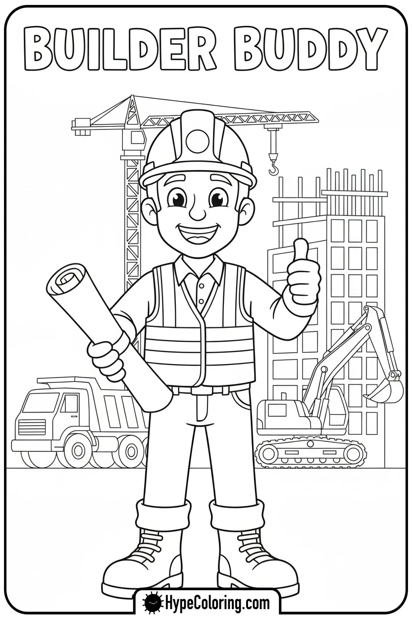 worker-with-blueprint-and-thumbs-up - construction coloring pages