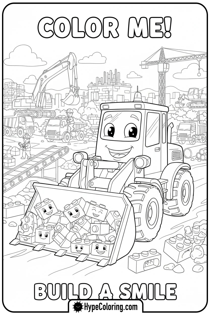 loader-with-lego-bricks - construction coloring pages