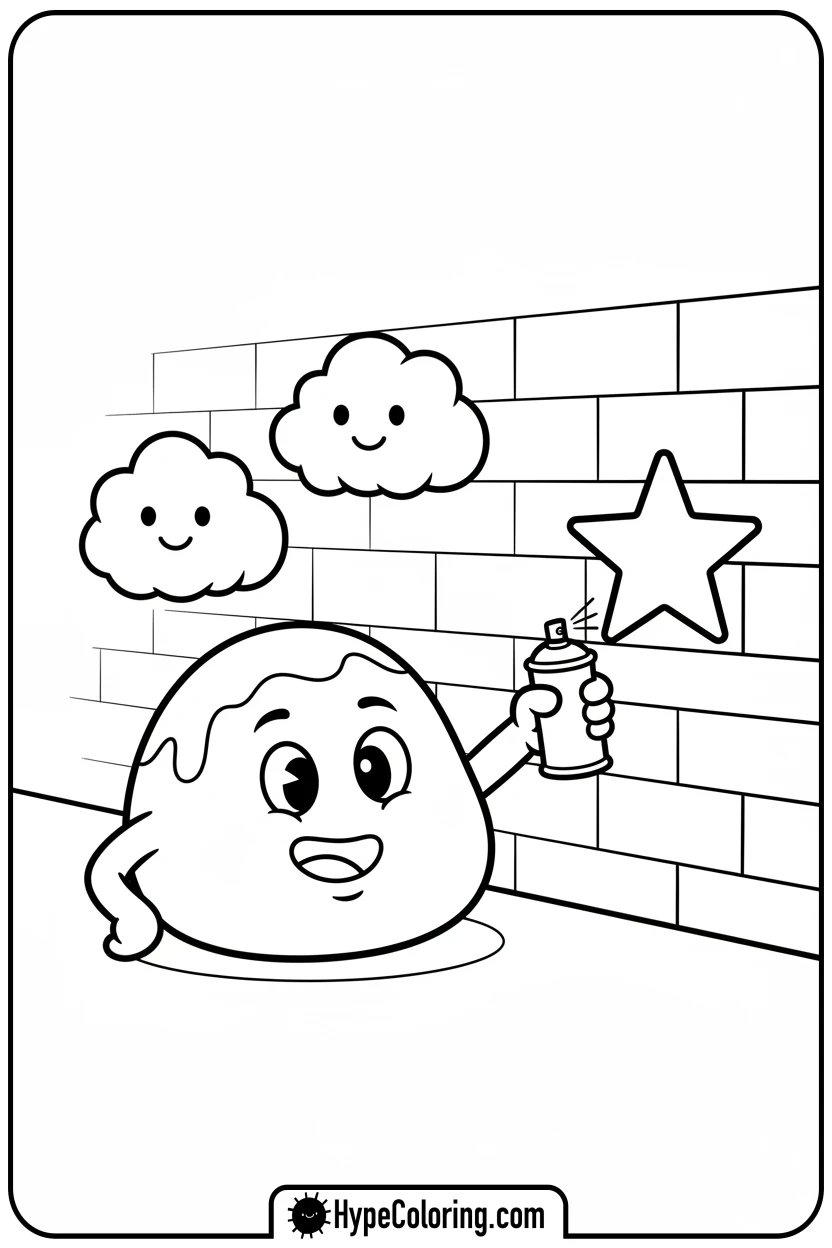 Click to download PDF paint-blob-painting-star - graffiti coloring pages