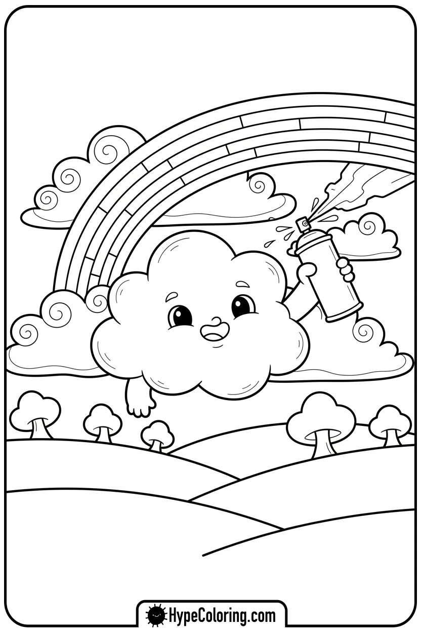 Click to download PDF cloud-painting-rainbow - graffiti coloring pages