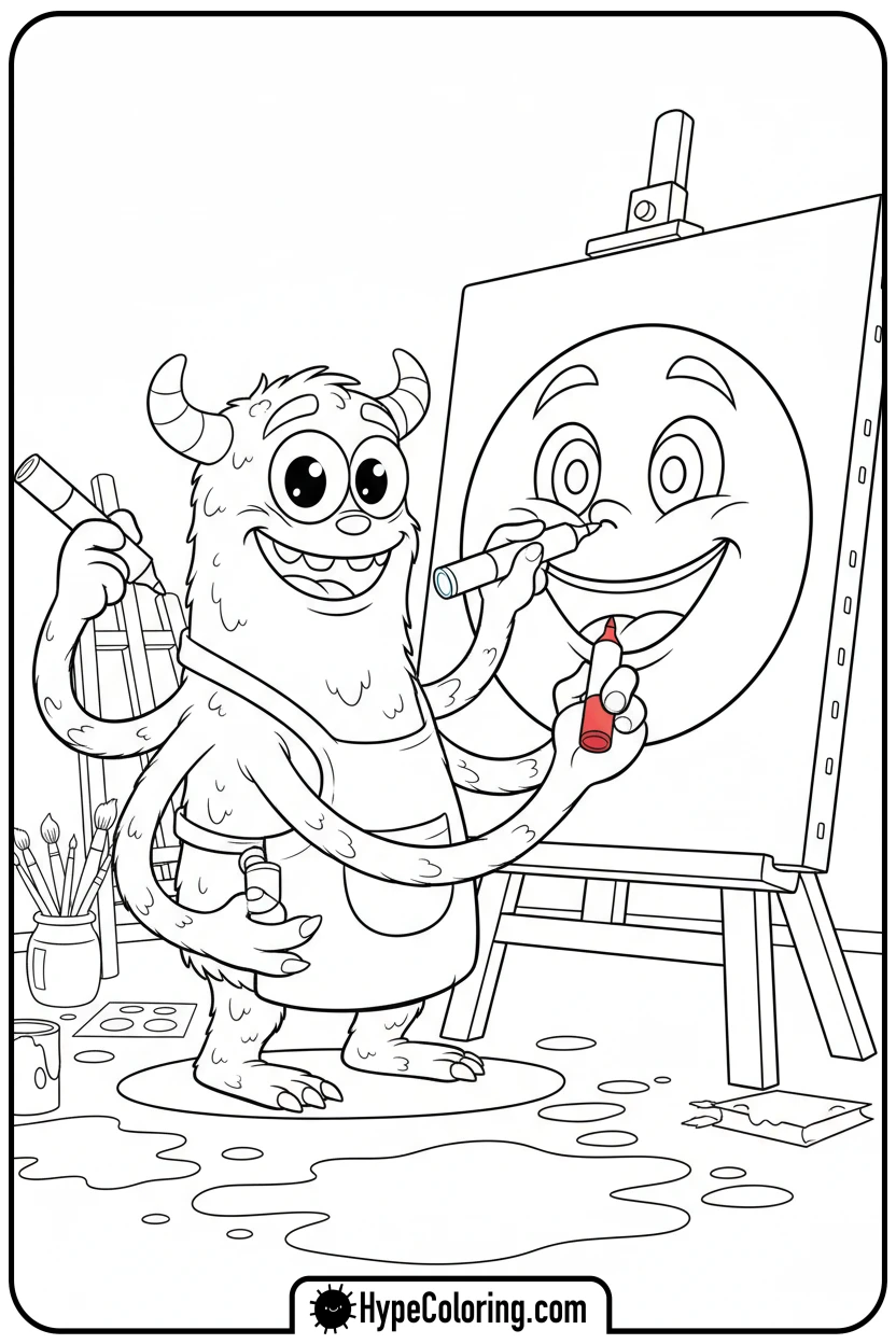 Click to download PDF friendly-monster-drawing - graffiti coloring pages