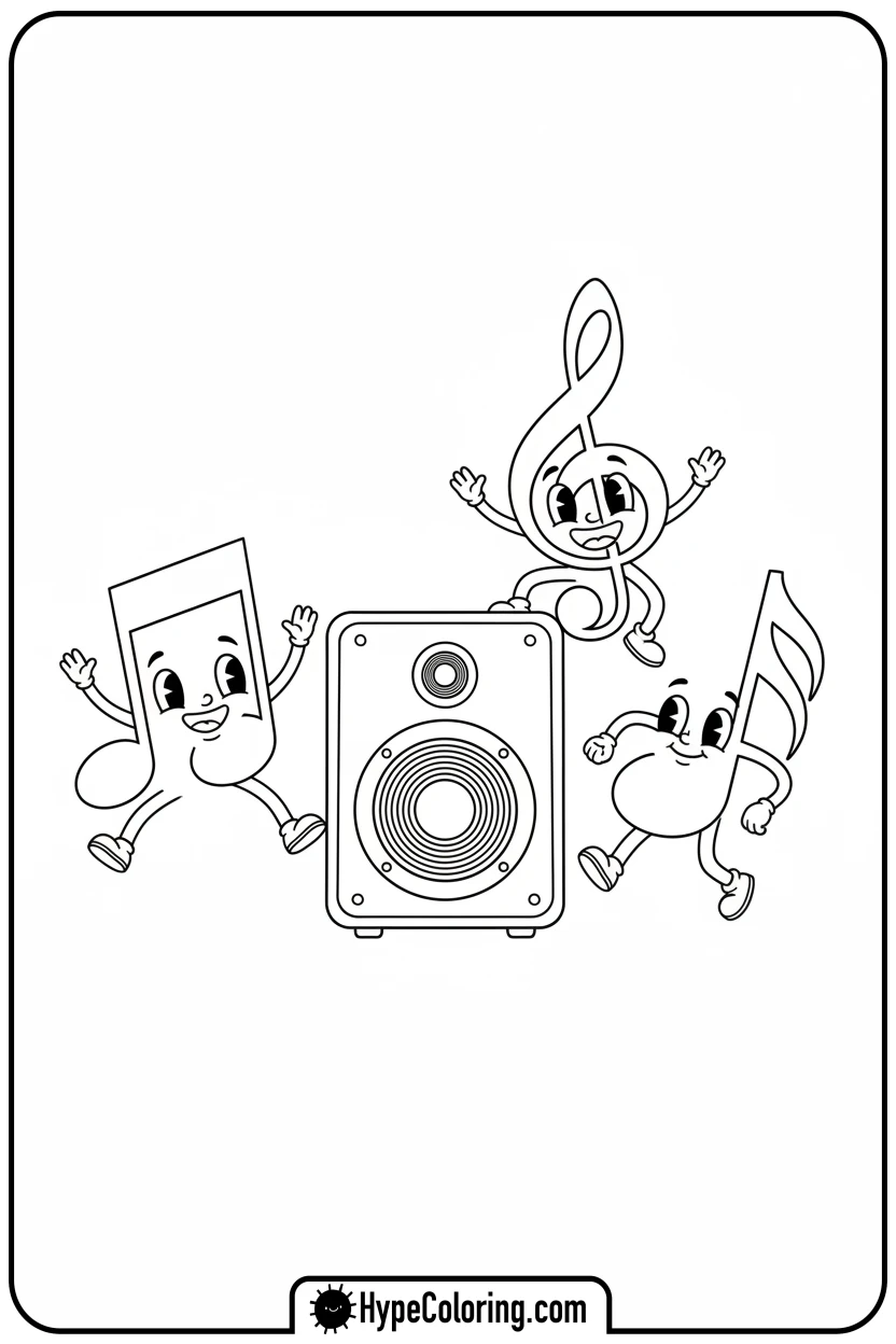 Click to download PDF musical-notes-dancing - graffiti coloring pages