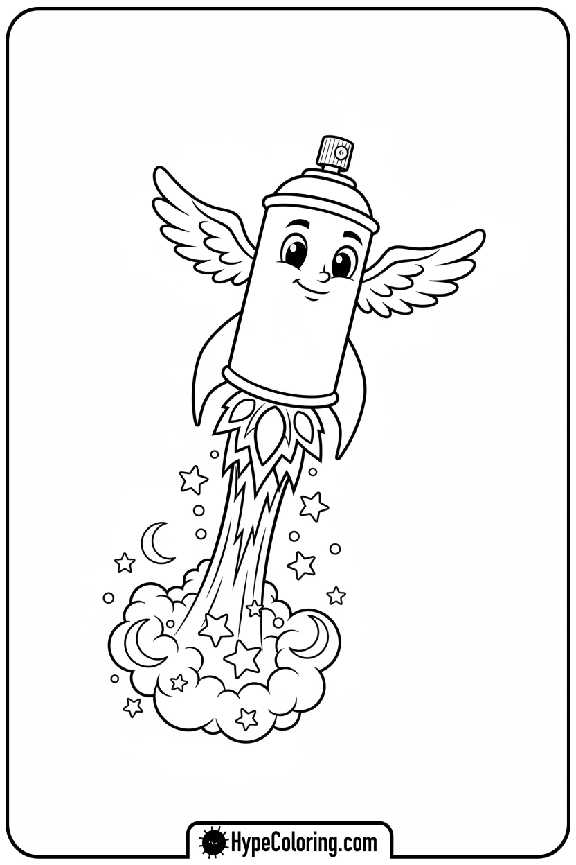 Click to download PDF spray-can-rocket-flying - graffiti coloring pages