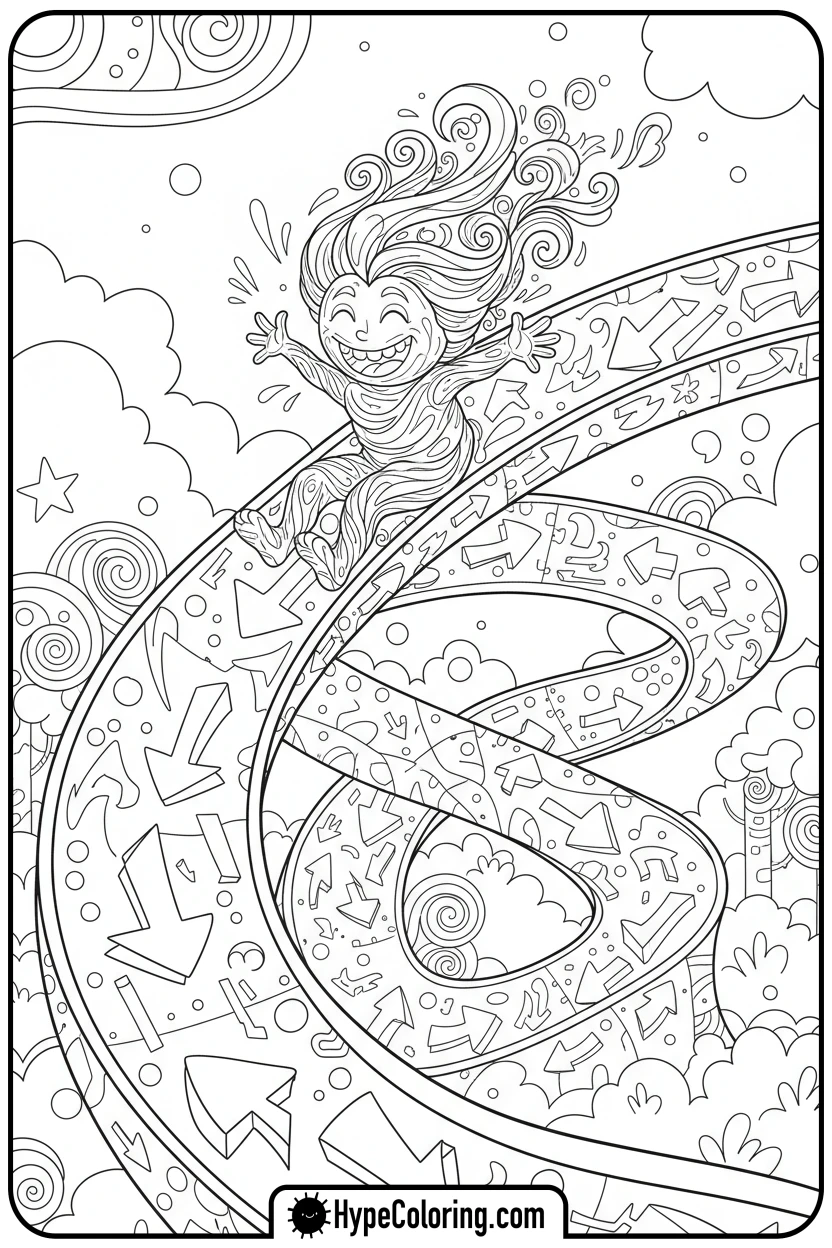 Click to download PDF character-sliding-down-arrows - graffiti coloring pages