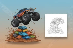 a-hot-wheels-monster-truck - leaf coloring page