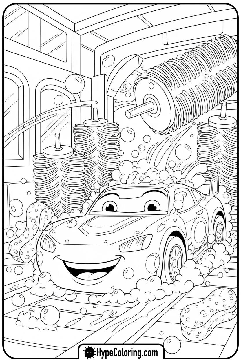 car-in-car-wash - leaf coloring page