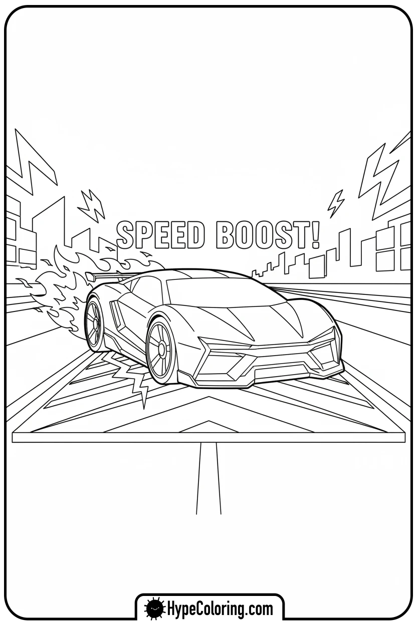 car-hitting-speed-boost - leaf coloring page