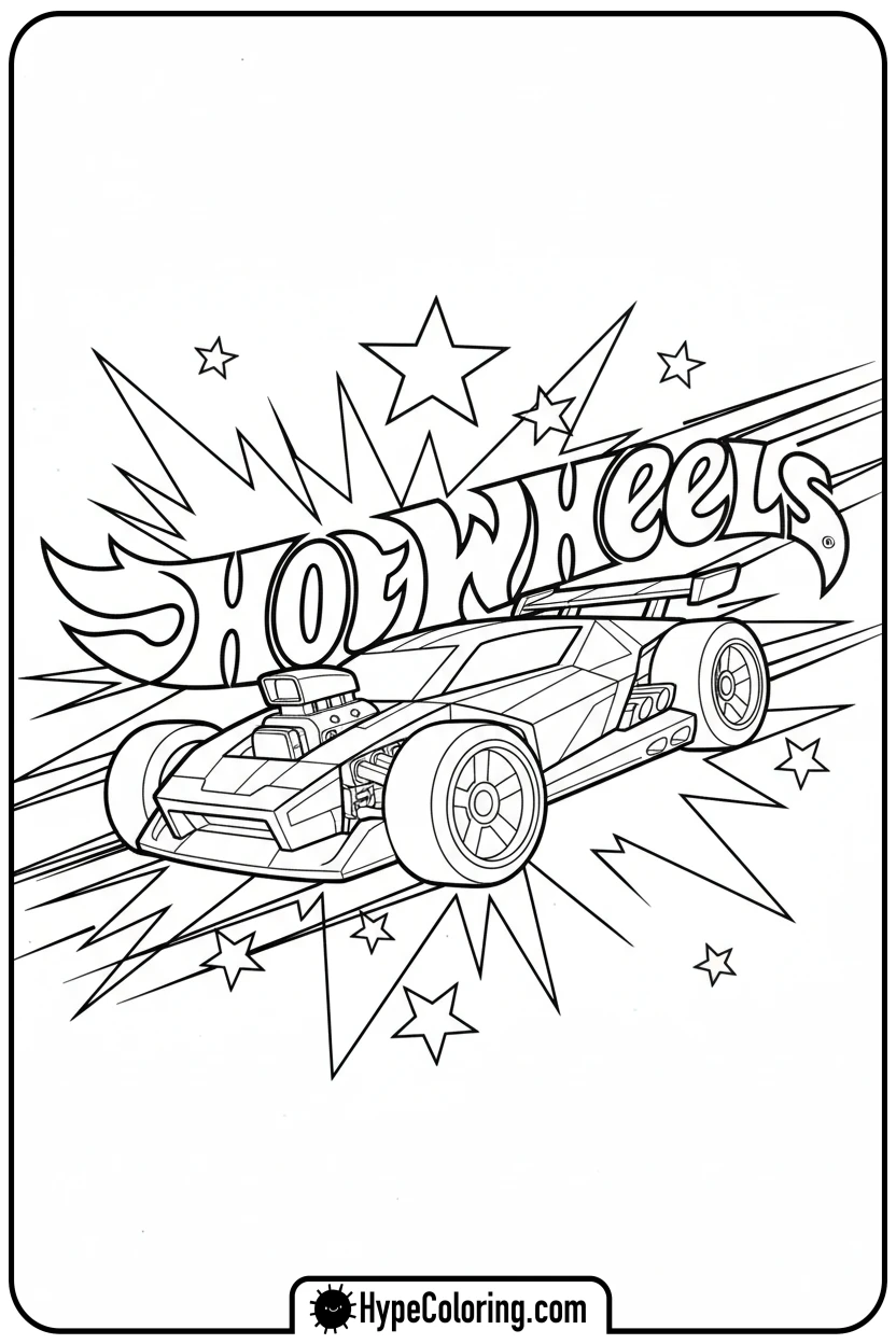 car-around-hot-wheels-logo - leaf coloring page