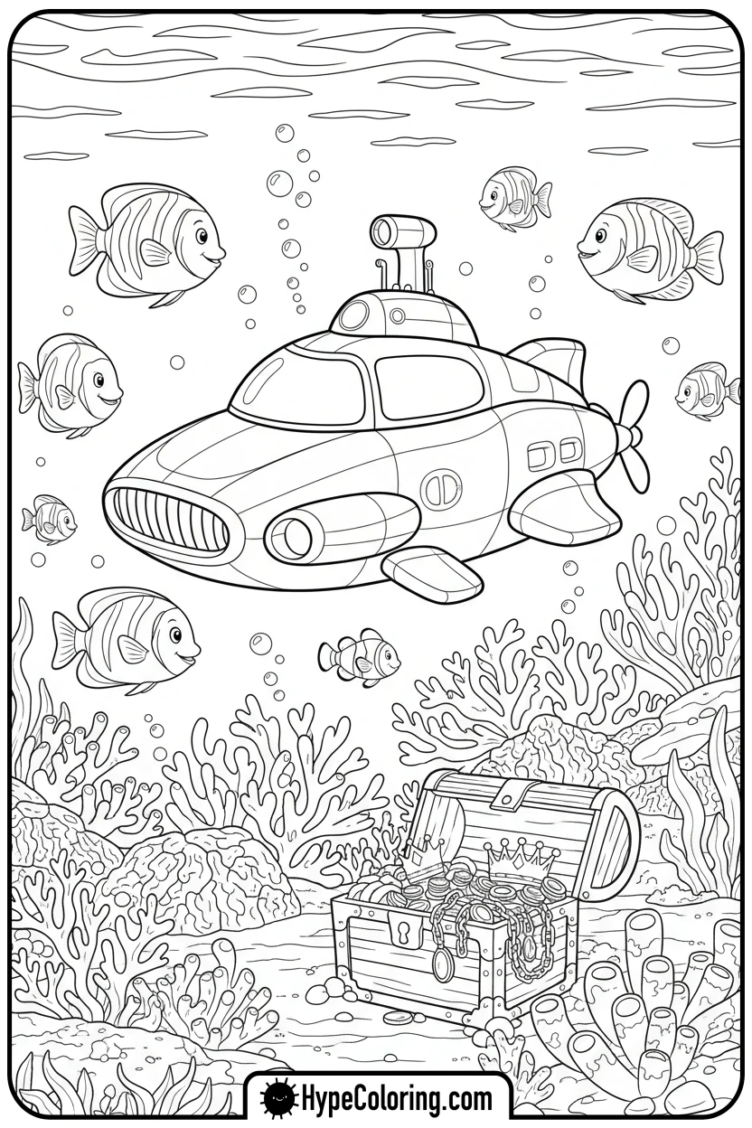 hot-wheels-submarine-car - leaf coloring page