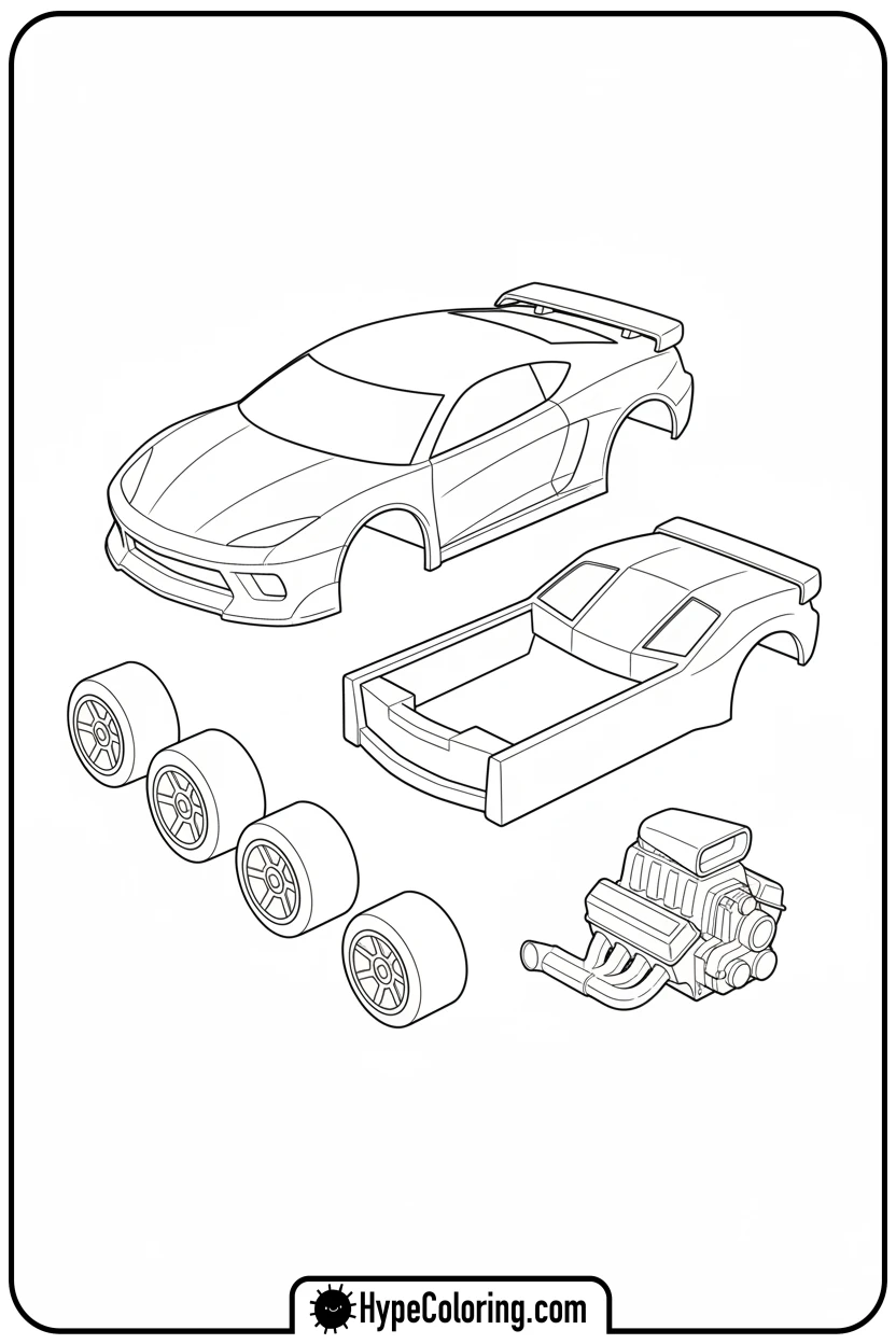 hot-wheels-car-parts-to-assemble - leaf coloring page