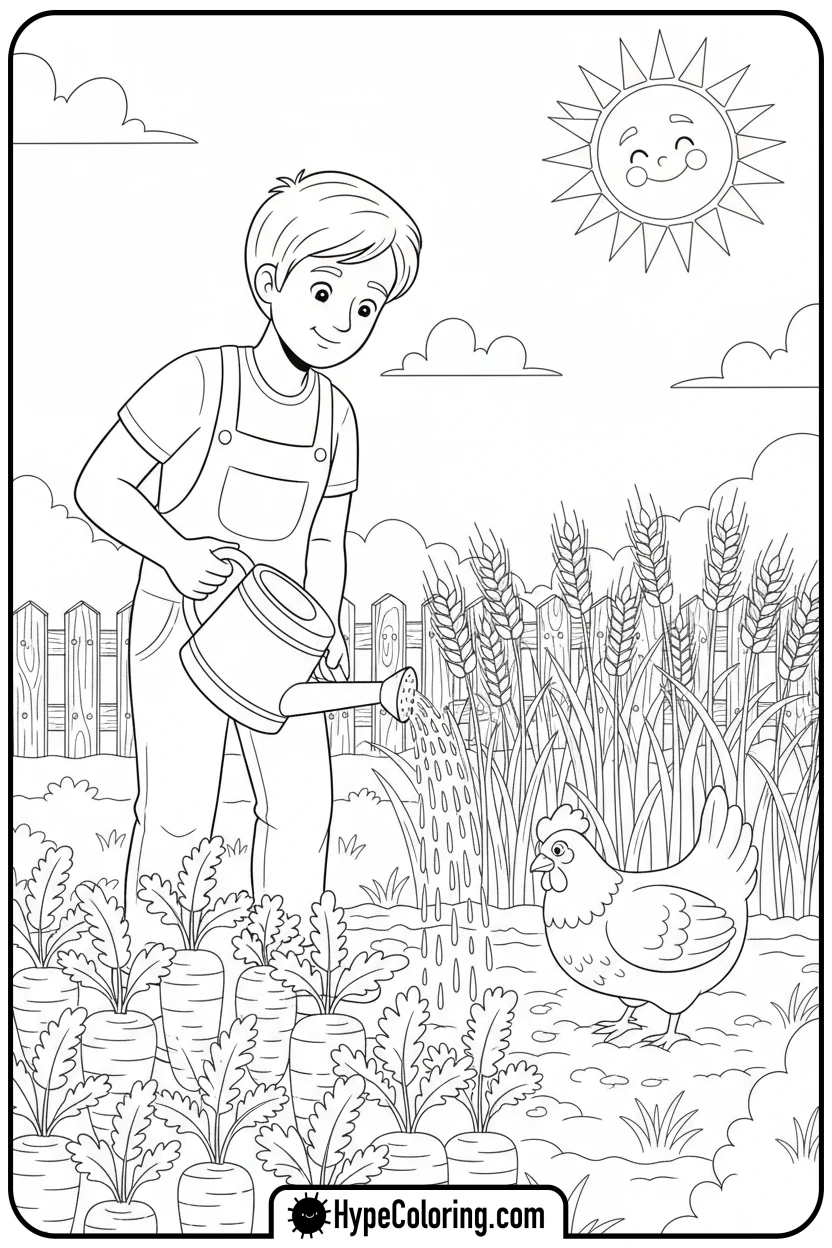 Click to download PDF alex-farming-with-chicken - minecraft coloring pages