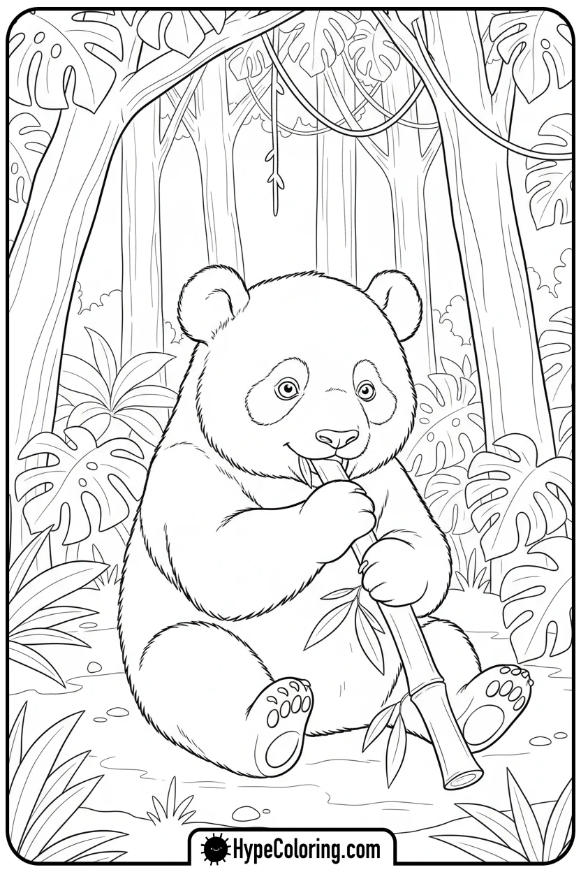 Click to download PDF panda-eating-bamboo - minecraft coloring pages