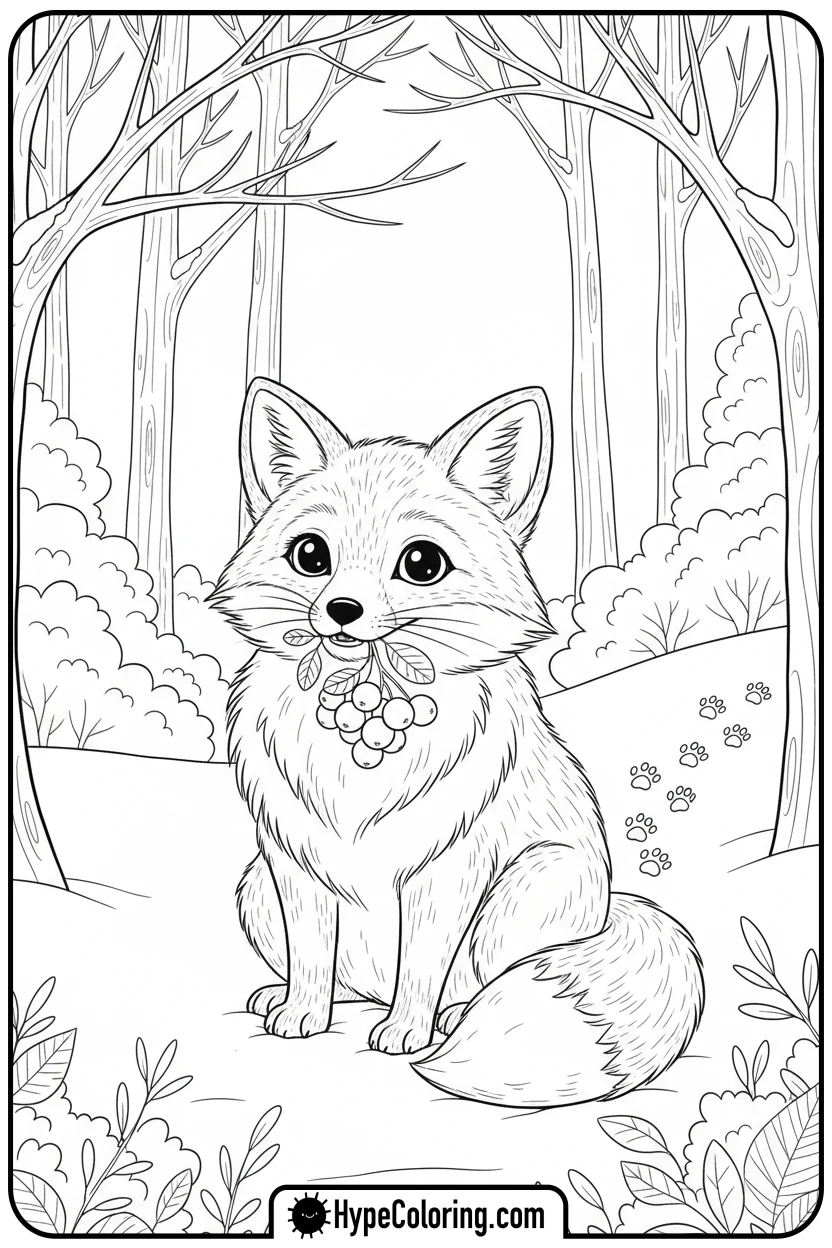 Click to download PDF fox-holding-sweet-berries - minecraft coloring pages