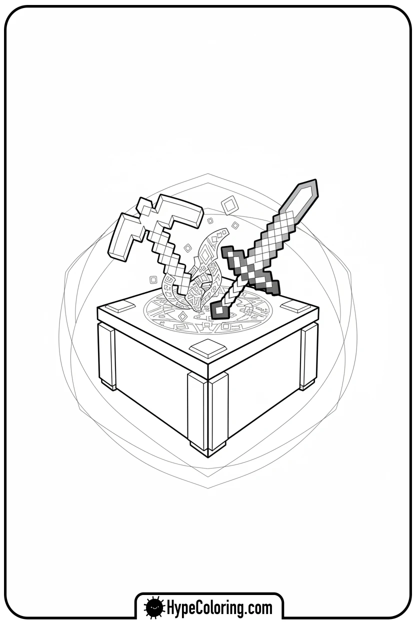 Click to download PDF crafting-table-glowing - minecraft coloring pages