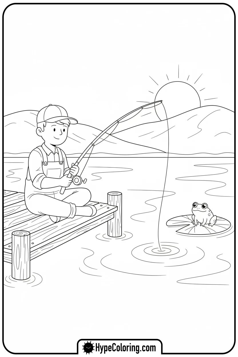 Click to download PDF player-fishing-peacefully - minecraft coloring pages