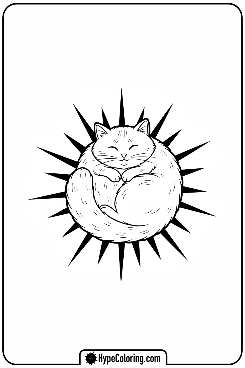 cat-sleeping-in-sunbeam - cat coloring pages