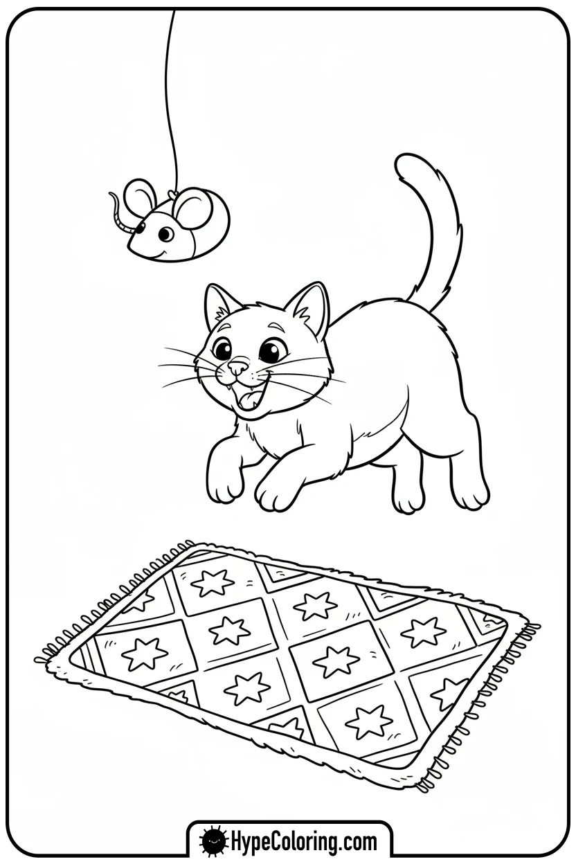 cat-pouncing-on-toy - cat coloring pages